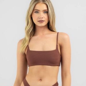 NWT Billabong Tanlines Zoe Crop Bikini Top - Mocha XS